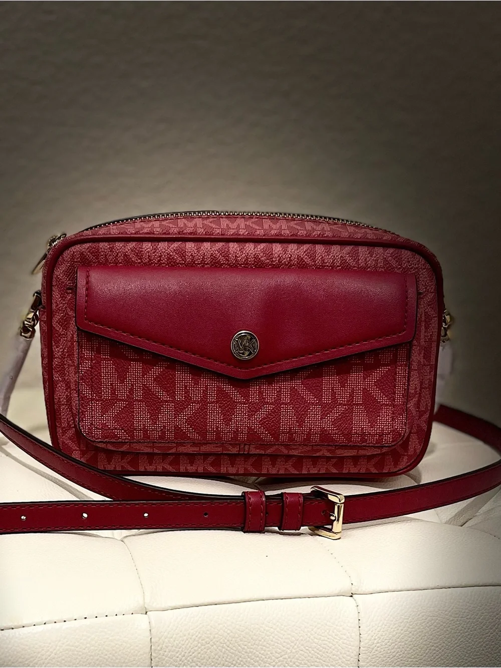 Michael Kors Rose Pink Logo-Print Crossbody Camera Bag